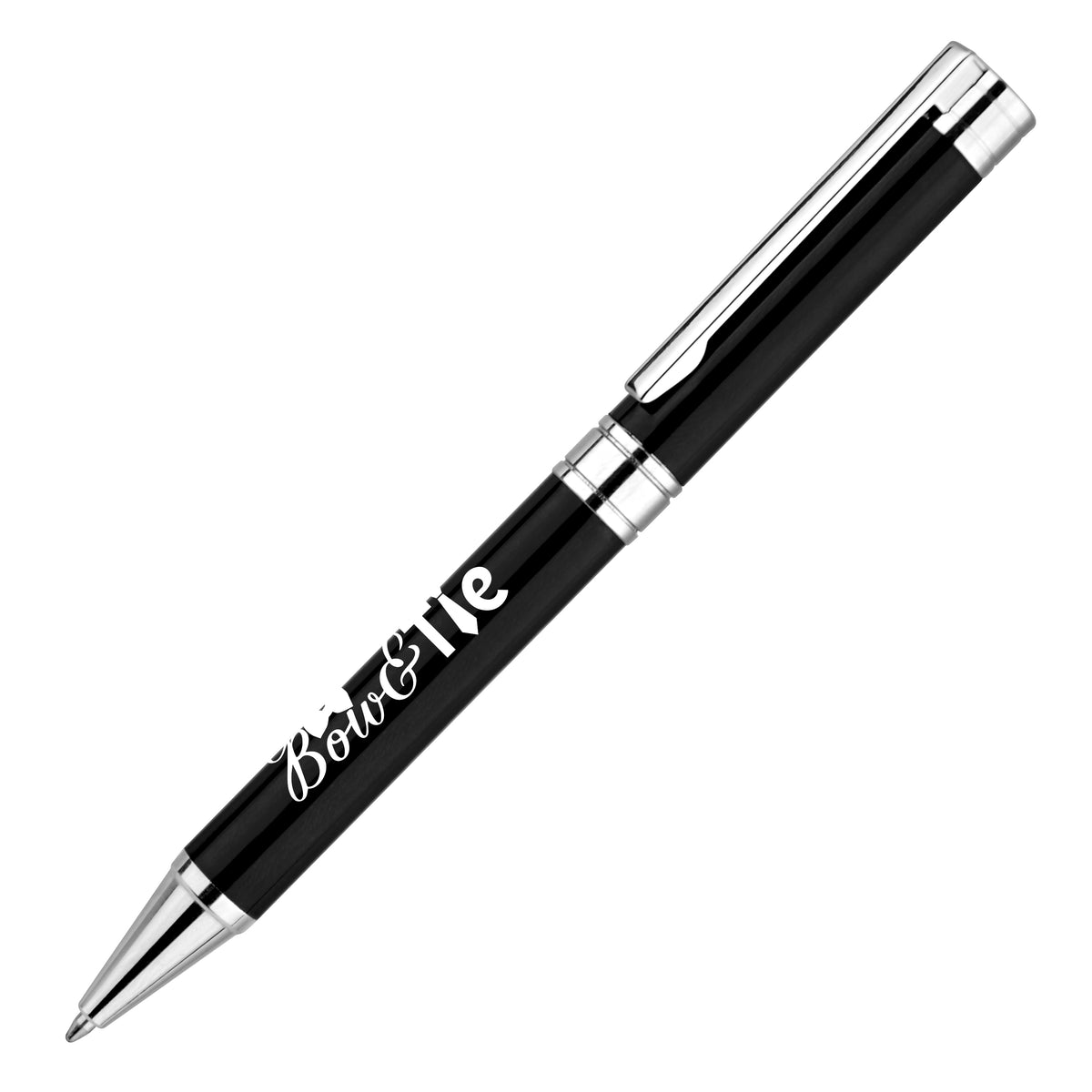 Branded Steel Executive Ball Pen with Mirror Chrome Engraving in BLACK