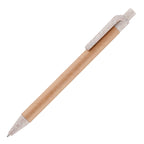 Branded Coloured Card Barrel Wheat Straw Trim Ball Pen in NATURAL