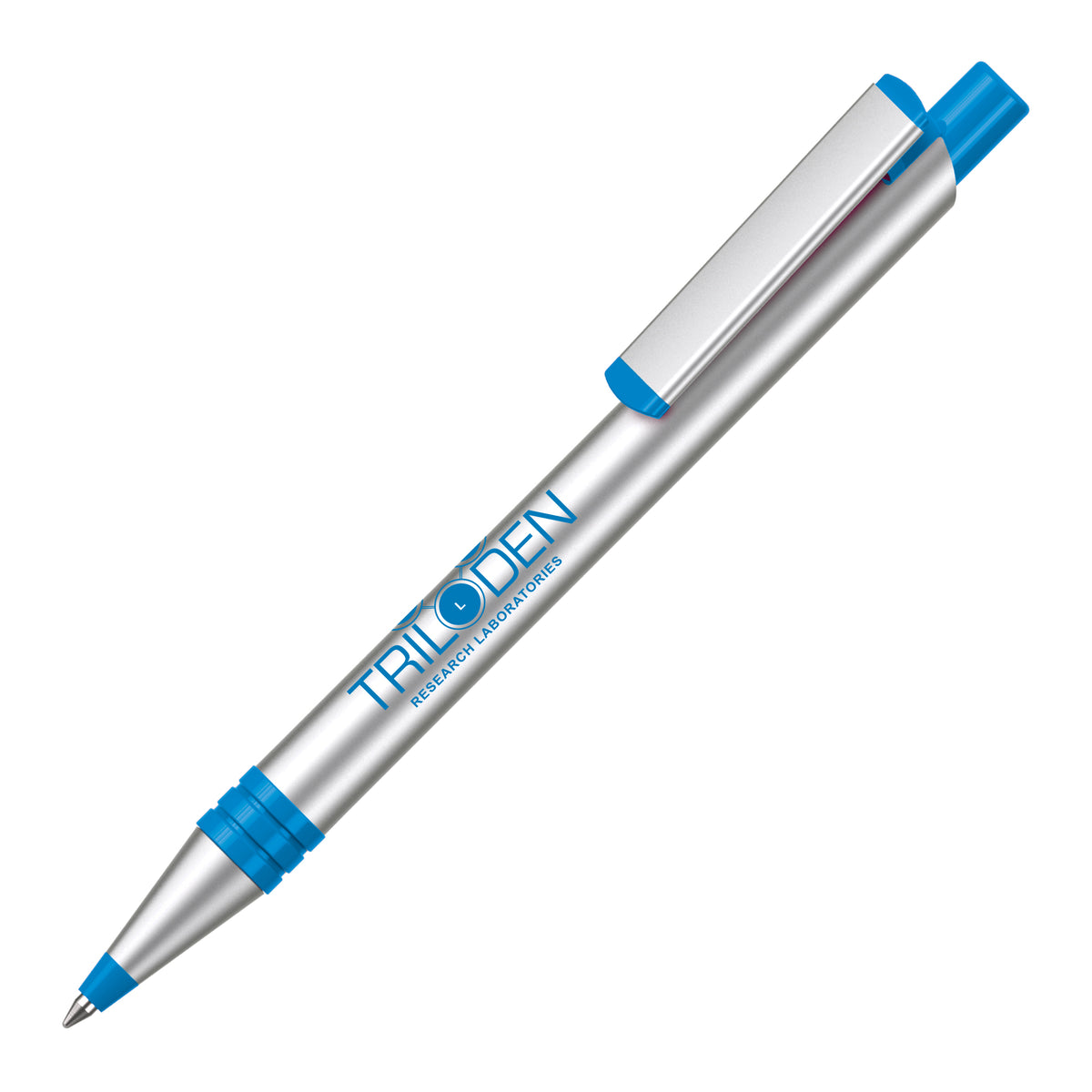 Branded Recycled Aluminium and RPET Ball Pen in LIGHT BLUE