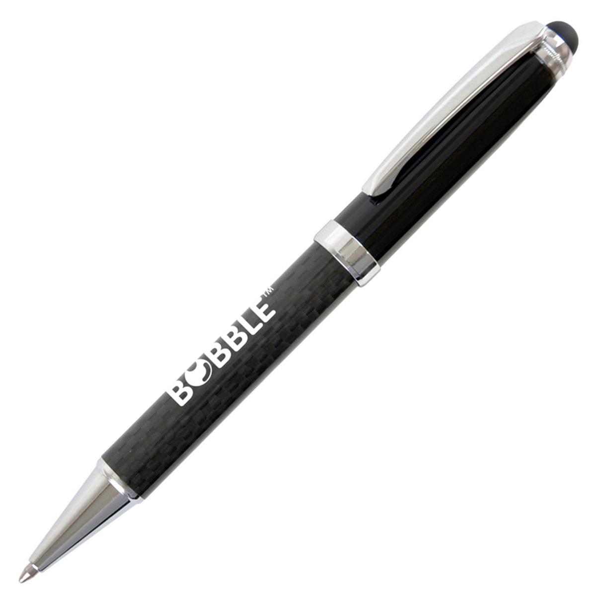 Branded Carbon Fibre Ball Pen with Soft Stylus