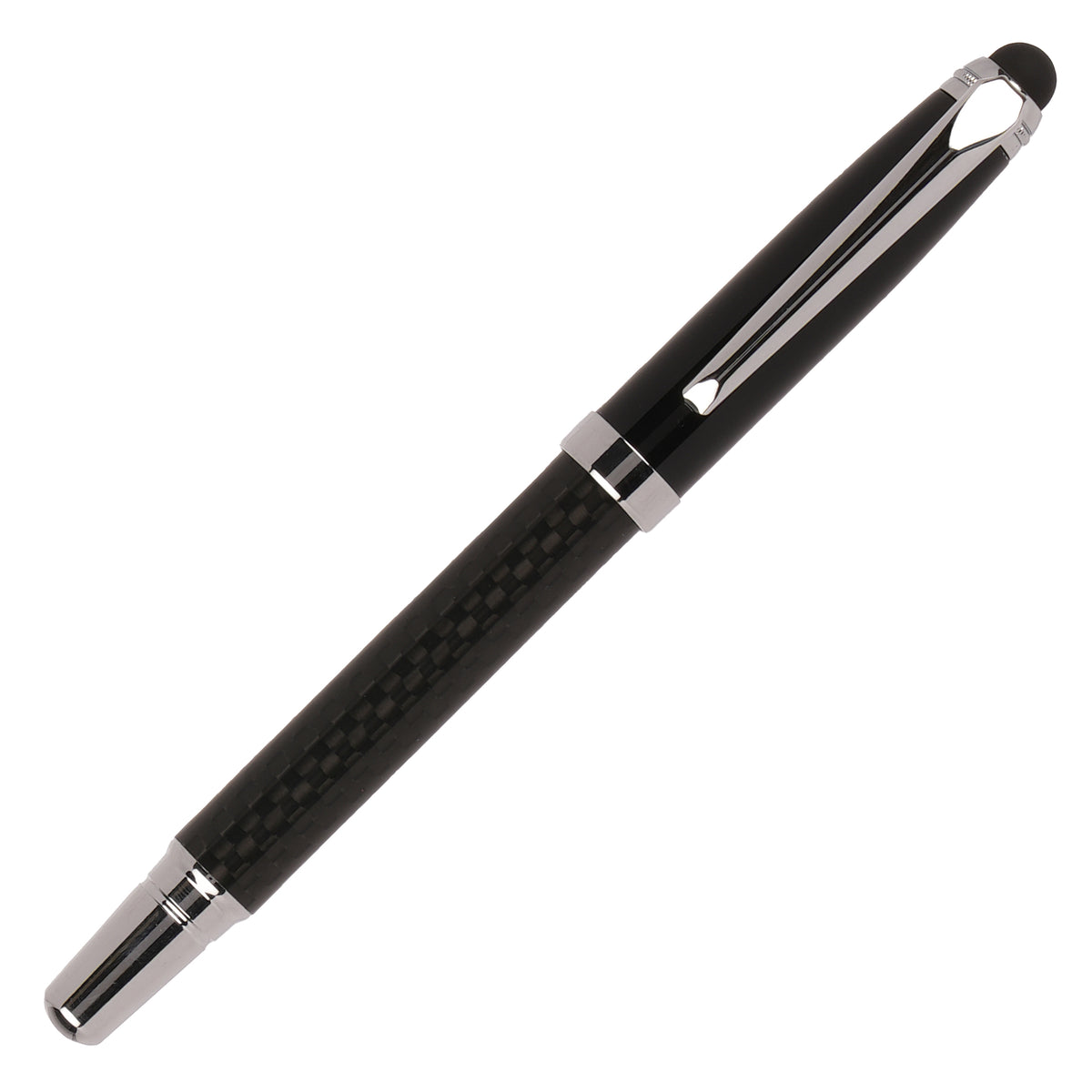 Branded Carbon Fibre Capped Rollerball Pen with Stylus