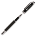 Branded Carbon Fibre Capped Rollerball Pen with Stylus