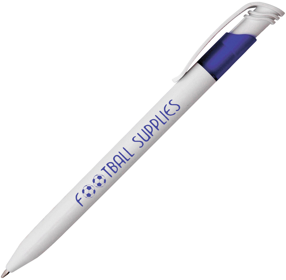 Branded Push Action Ball Pen with Large Refill in BLUE