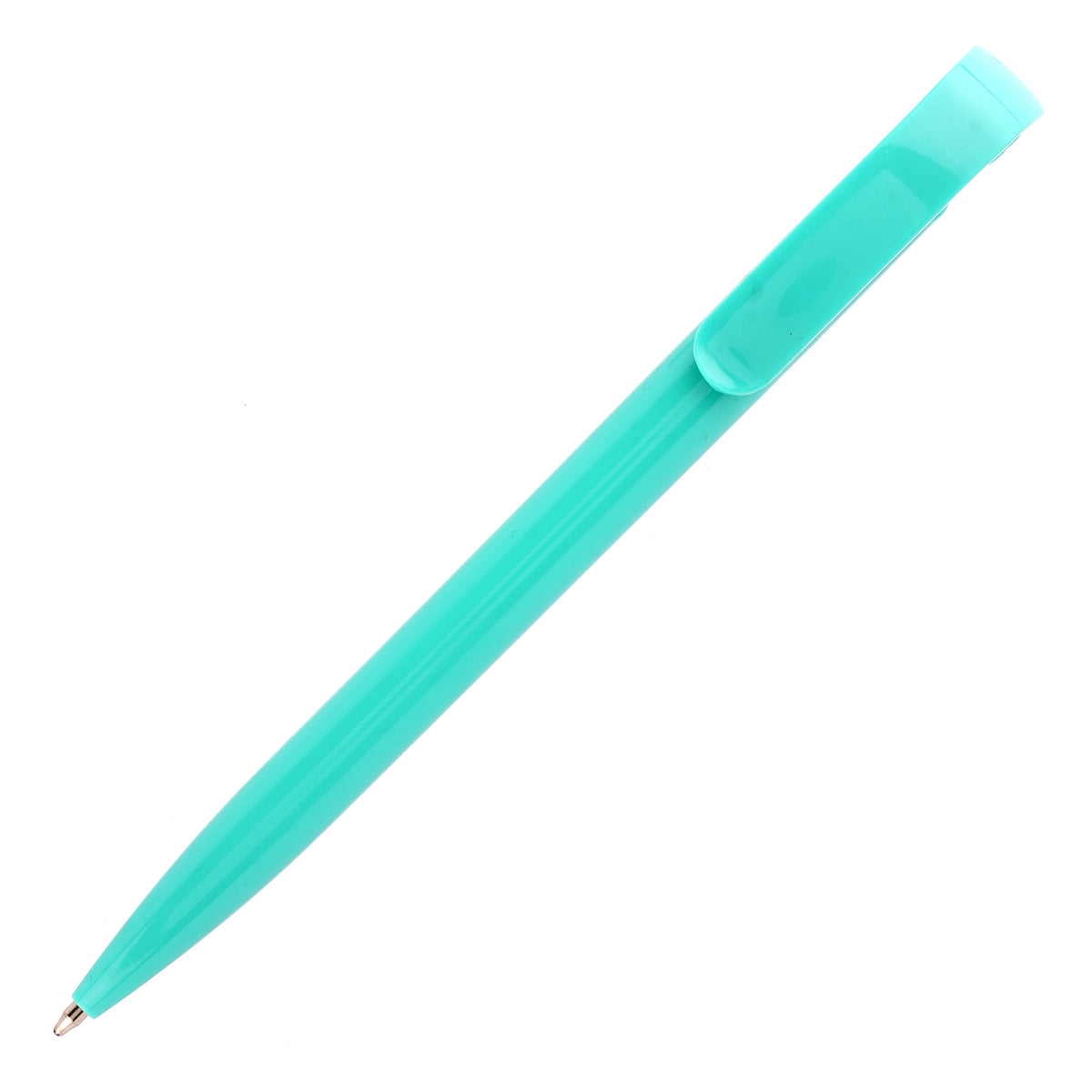 Branded Coloured Push Action Ball Pen in AQUA