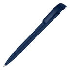 Branded Coloured Push Action Ball Pen in DARK BLUE