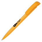 Branded Coloured Push Action Ball Pen in DARK YELLOW