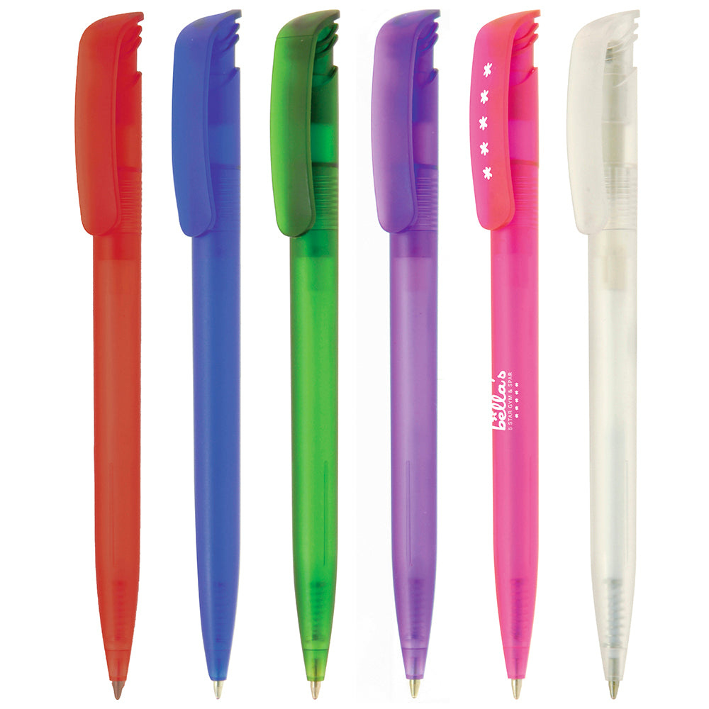 Branded Frosted ABS Push Action Ball Pen with Large Refill