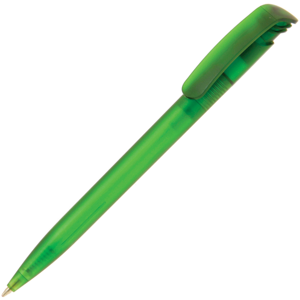 Branded Frosted ABS Push Action Ball Pen with Large Refill in GREEN