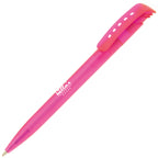 Branded Frosted ABS Push Action Ball Pen with Large Refill in PINK