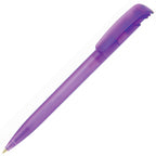 Branded Frosted ABS Push Action Ball Pen with Large Refill in PURPLE