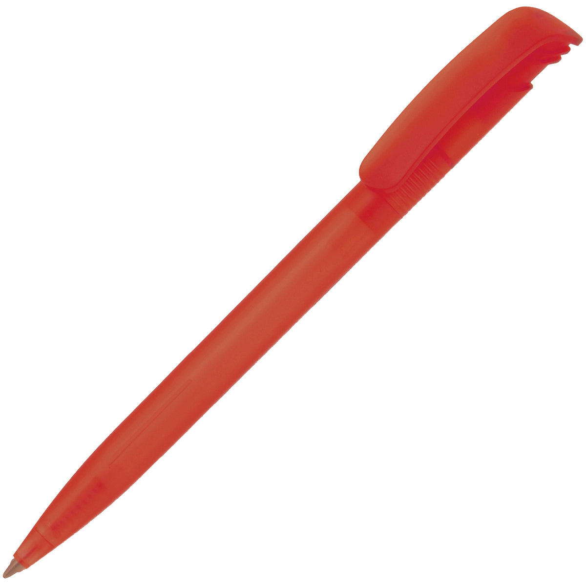Branded Frosted ABS Push Action Ball Pen with Large Refill in RED