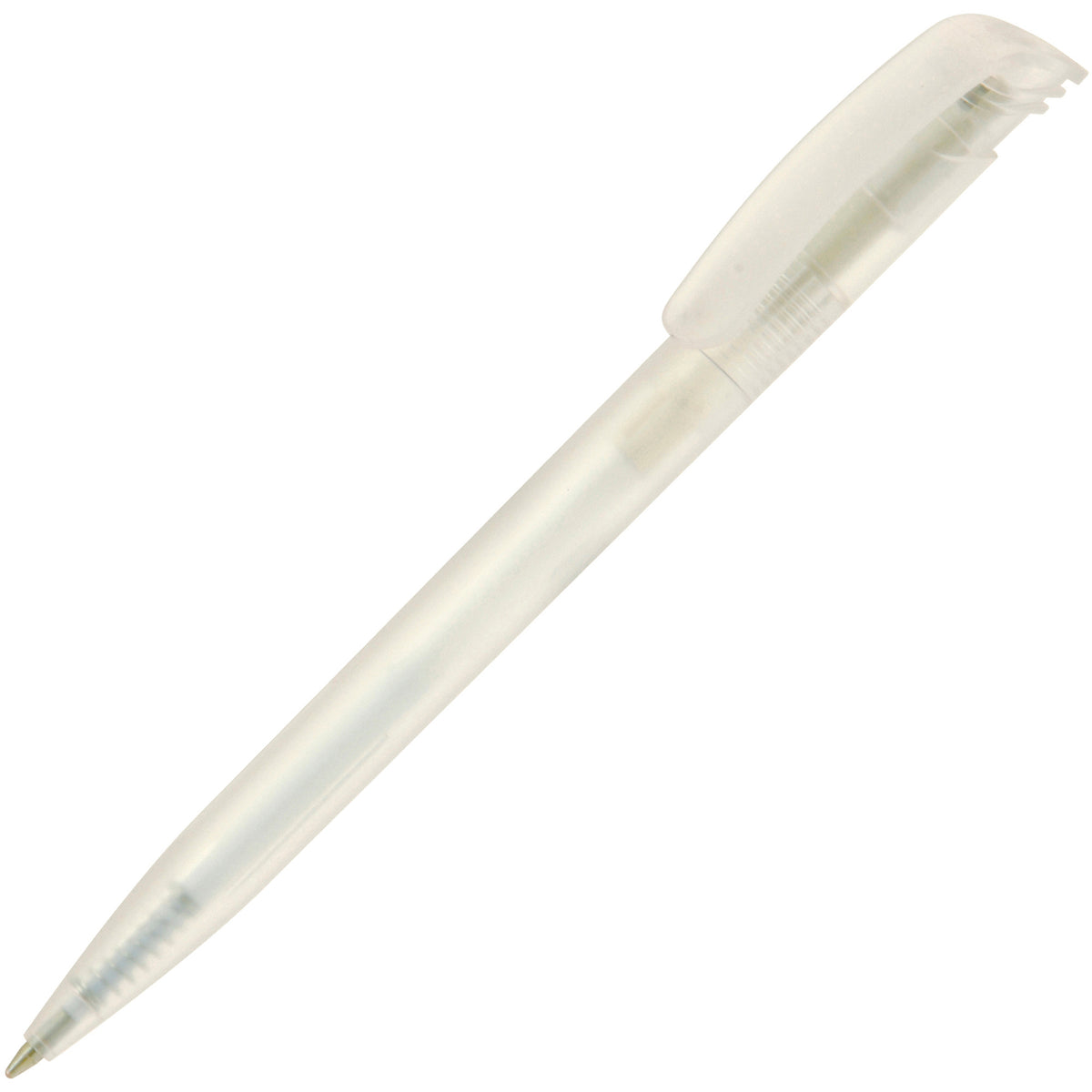 Branded Frosted ABS Push Action Ball Pen with Large Refill in WHITE