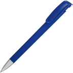 Branded Push Action Ball Pen with Metal Nose Cone in BLUE