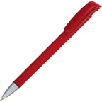 Branded Push Action Ball Pen with Metal Nose Cone in RED