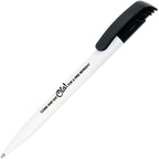 Branded Push Action Ball Pen with Printable Clip in BLACK