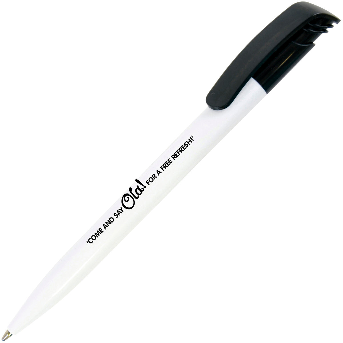 Branded Push Action Ball Pen with Printable Clip in BLACK