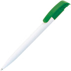 Branded Push Action Ball Pen with Printable Clip in GREEN