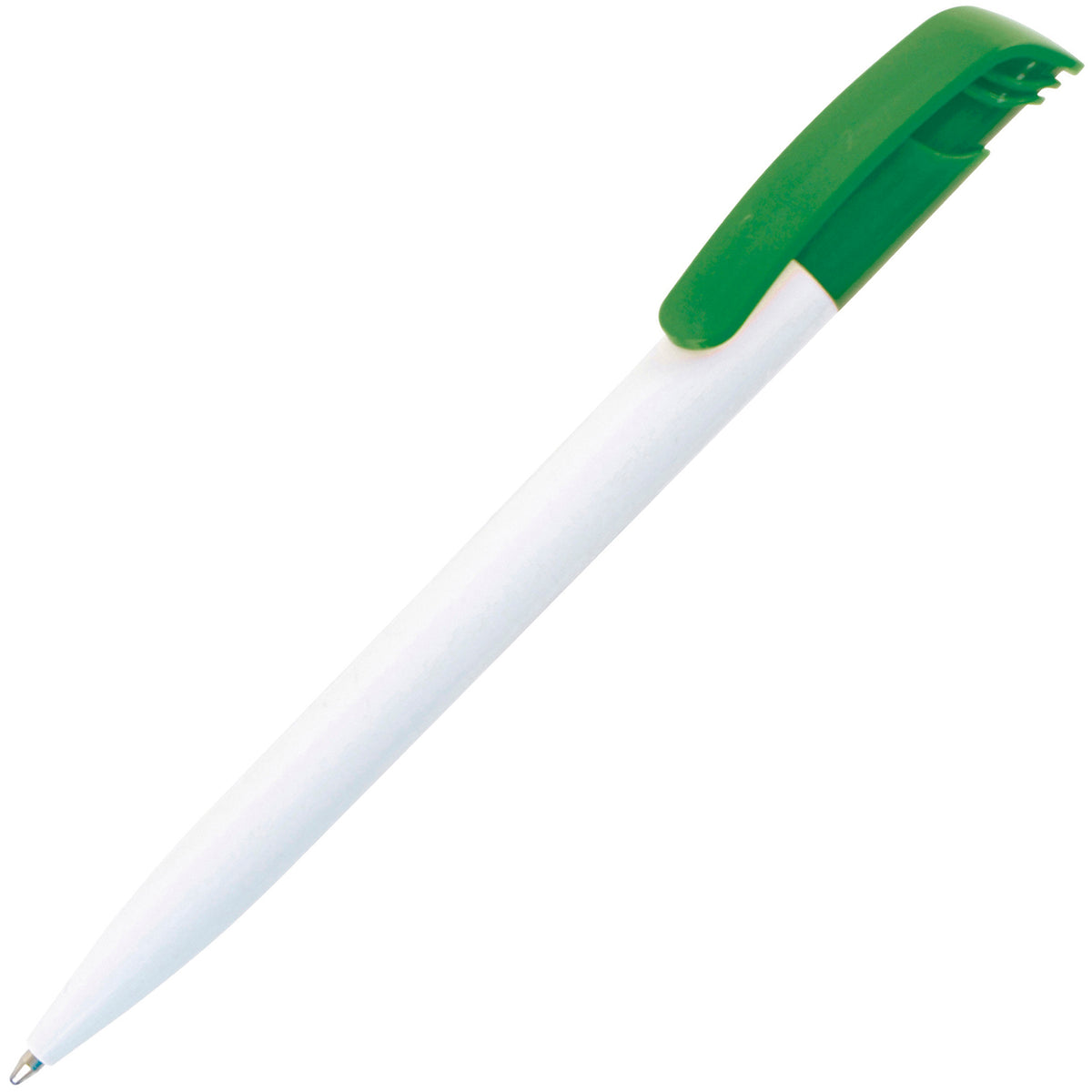 Branded Push Action Ball Pen with Printable Clip in GREEN