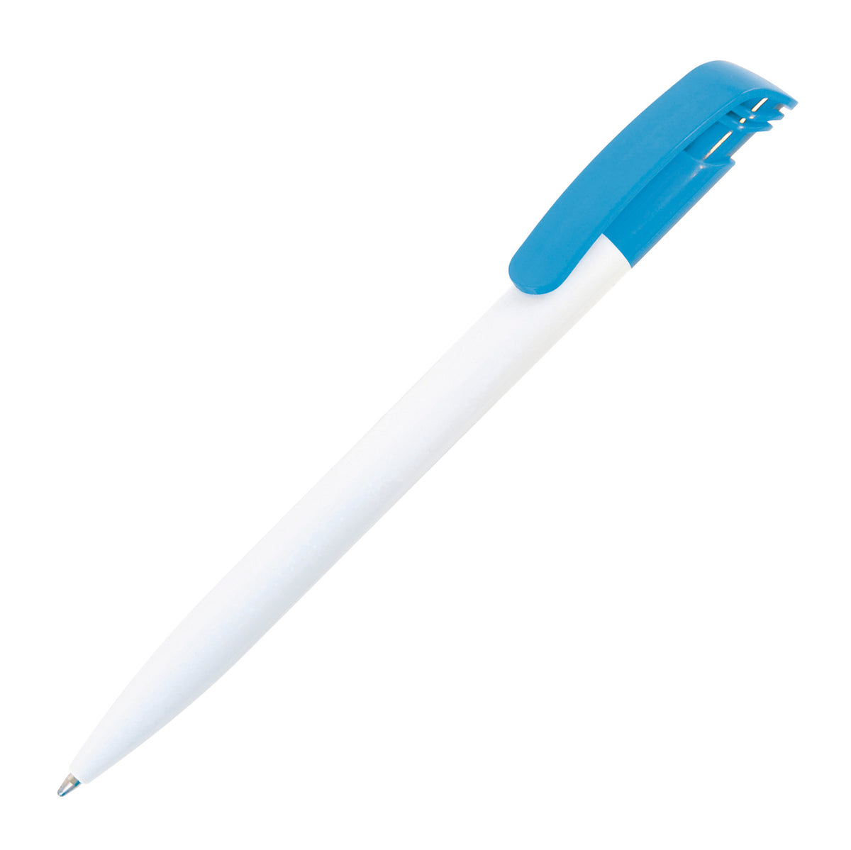 Branded Push Action Ball Pen with Printable Clip in LIGHT BLUE
