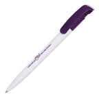 Branded Push Action Ball Pen with Printable Clip in PURPLE