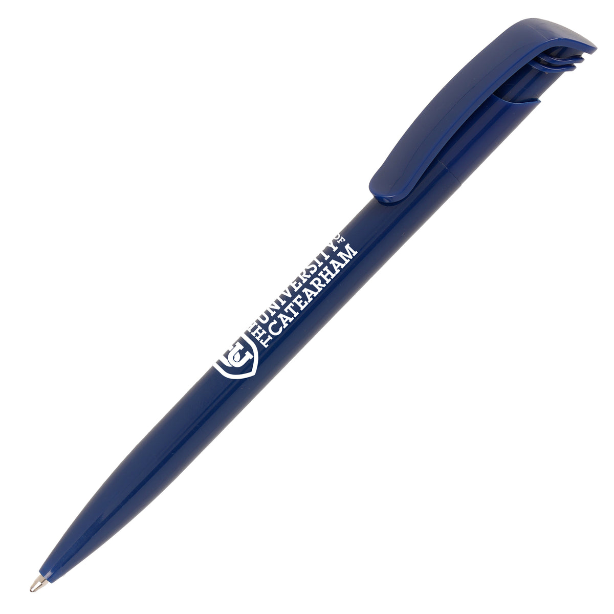 Branded Recycled ABS Push-Action Ball Pen with Jumbo Refill in NAVY BLUE