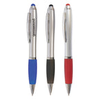 Branded Twist Ball Pen with Soft Stylus and Coloured Grip