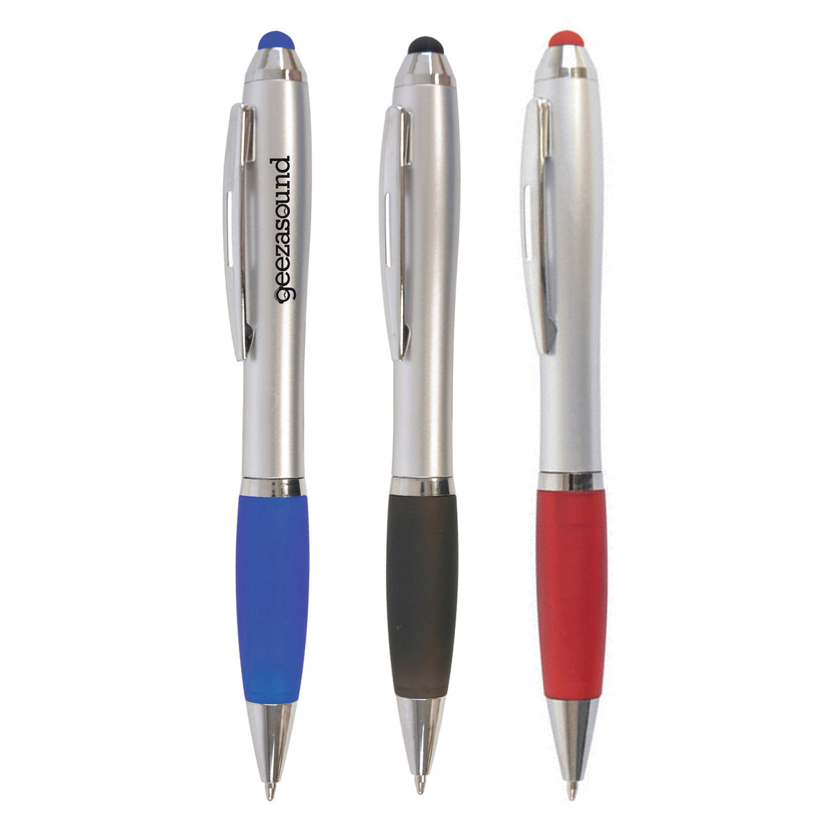 Branded Twist Ball Pen with Soft Stylus and Coloured Grip