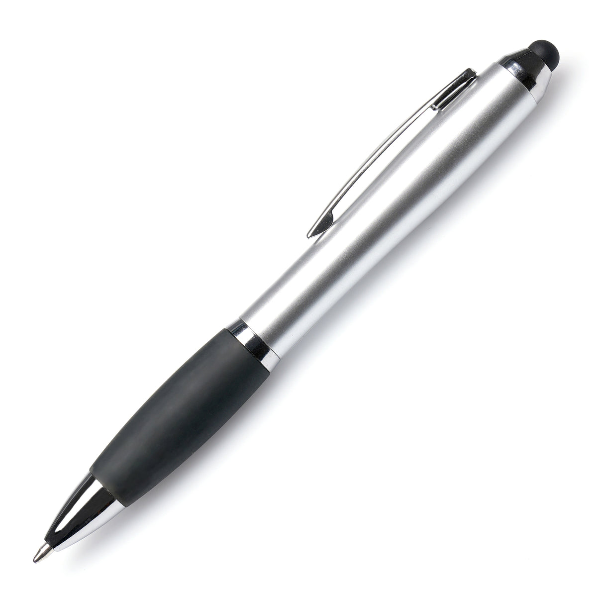 Branded Twist Ball Pen with Soft Stylus and Coloured Grip