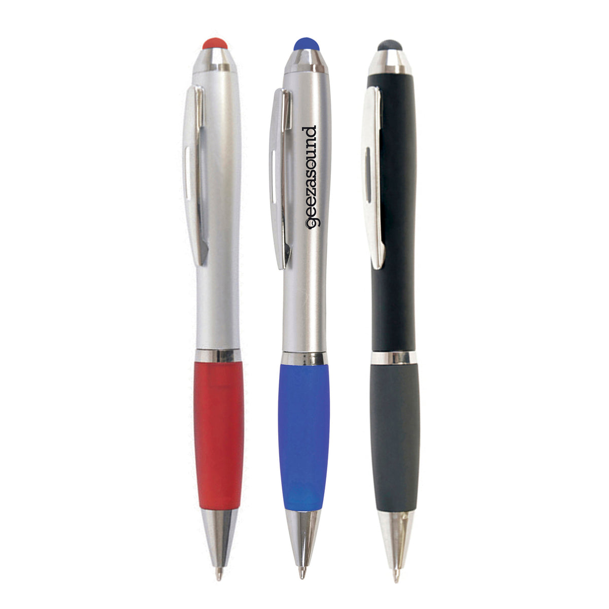 Branded All Black Twist Ball Pen with Soft Stylus