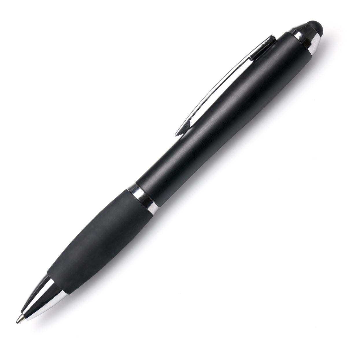 Branded All Black Twist Ball Pen with Soft Stylus