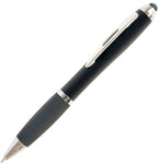 Branded All Black Twist Ball Pen with Soft Stylus in BLACK