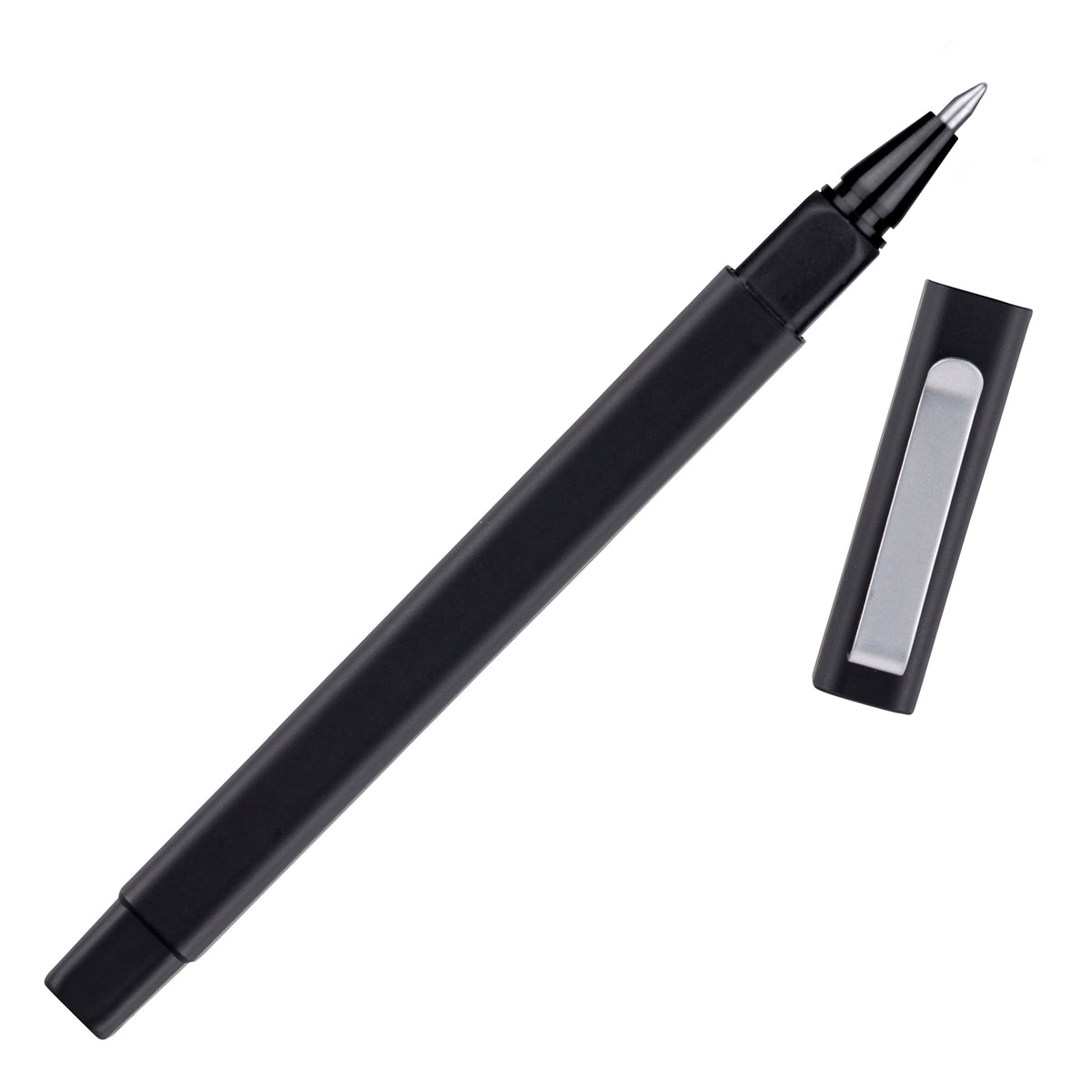 Branded Matt Capped Ball Pen with Square Barrel in BLACK