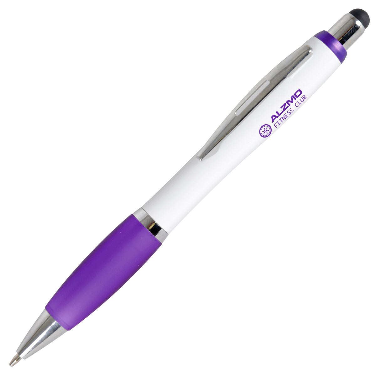 Branded Touch Stylus Push Action Ball Pen with Grip in PURPLE