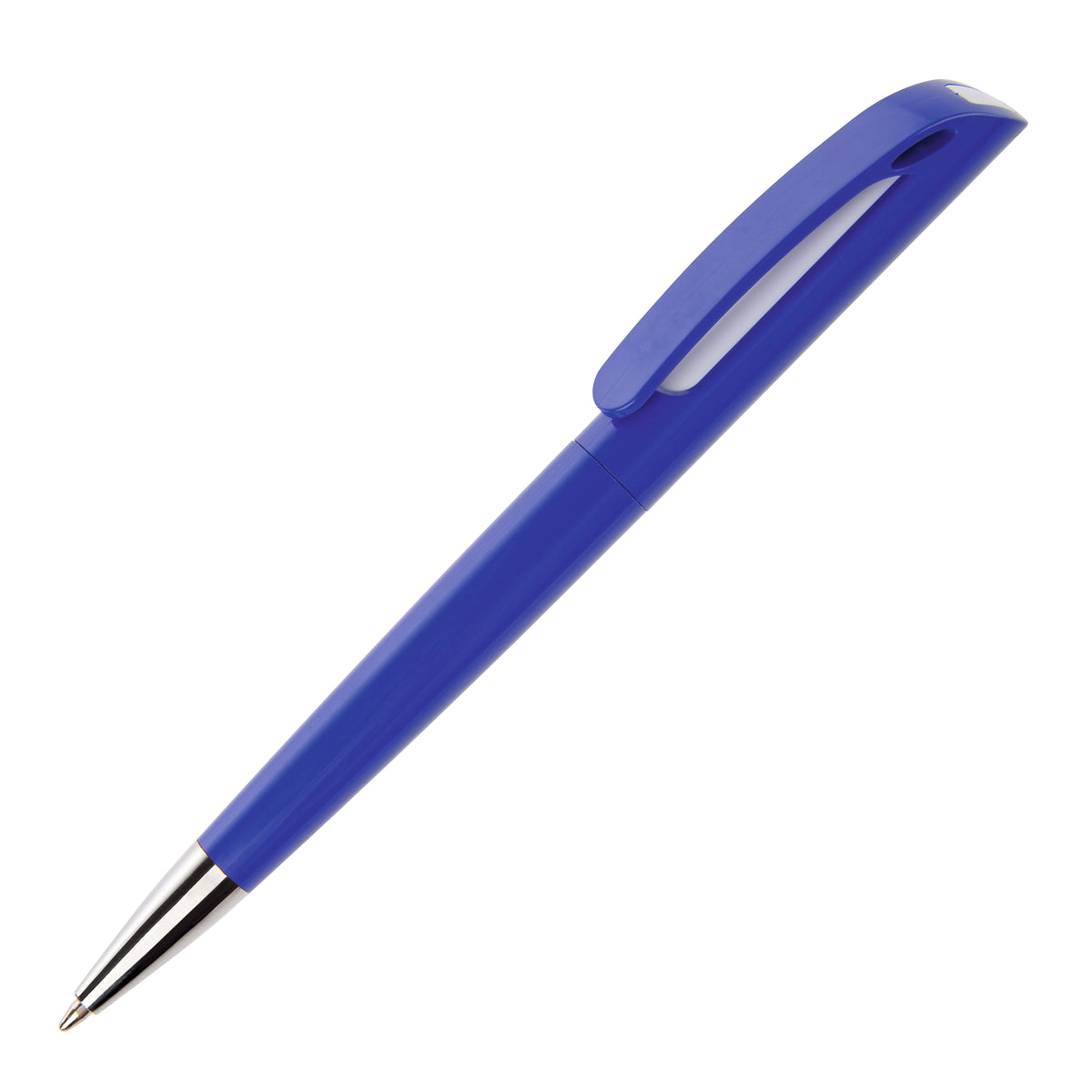 Branded Solid Colour Twist Action Ball Pen in BLUE