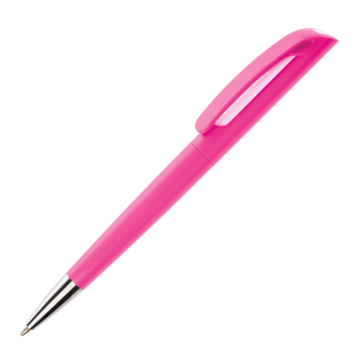 Branded Solid Colour Twist Action Ball Pen in PINK