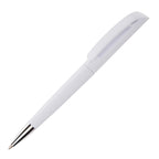 Branded Solid Colour Twist Action Ball Pen in WHITE