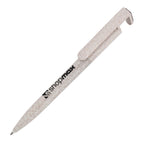 Branded Wheat Plastic Ball Pen with Phone Stand and Screen Cleaner in NATURAL