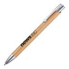 Branded Bamboo Push Action Ball Pen in NATURAL