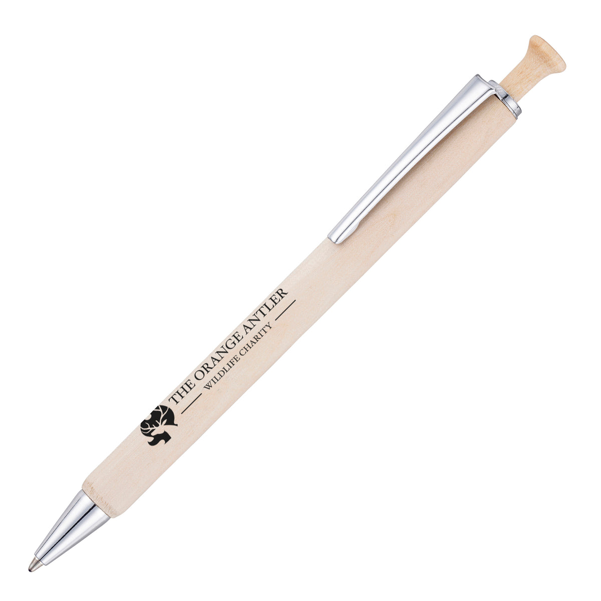 Branded Birch Wood Push Action Ball Pen