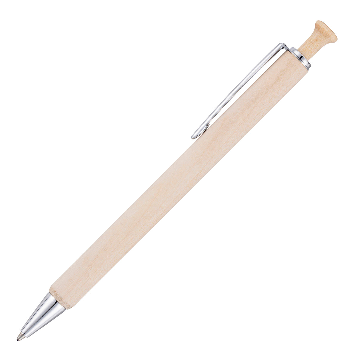 Branded Birch Wood Push Action Ball Pen