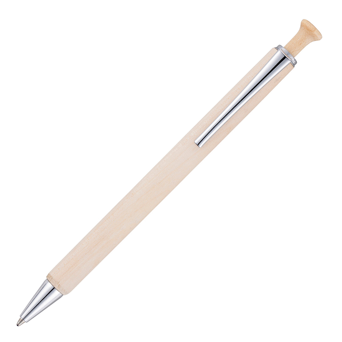 Branded Birch Wood Push Action Ball Pen