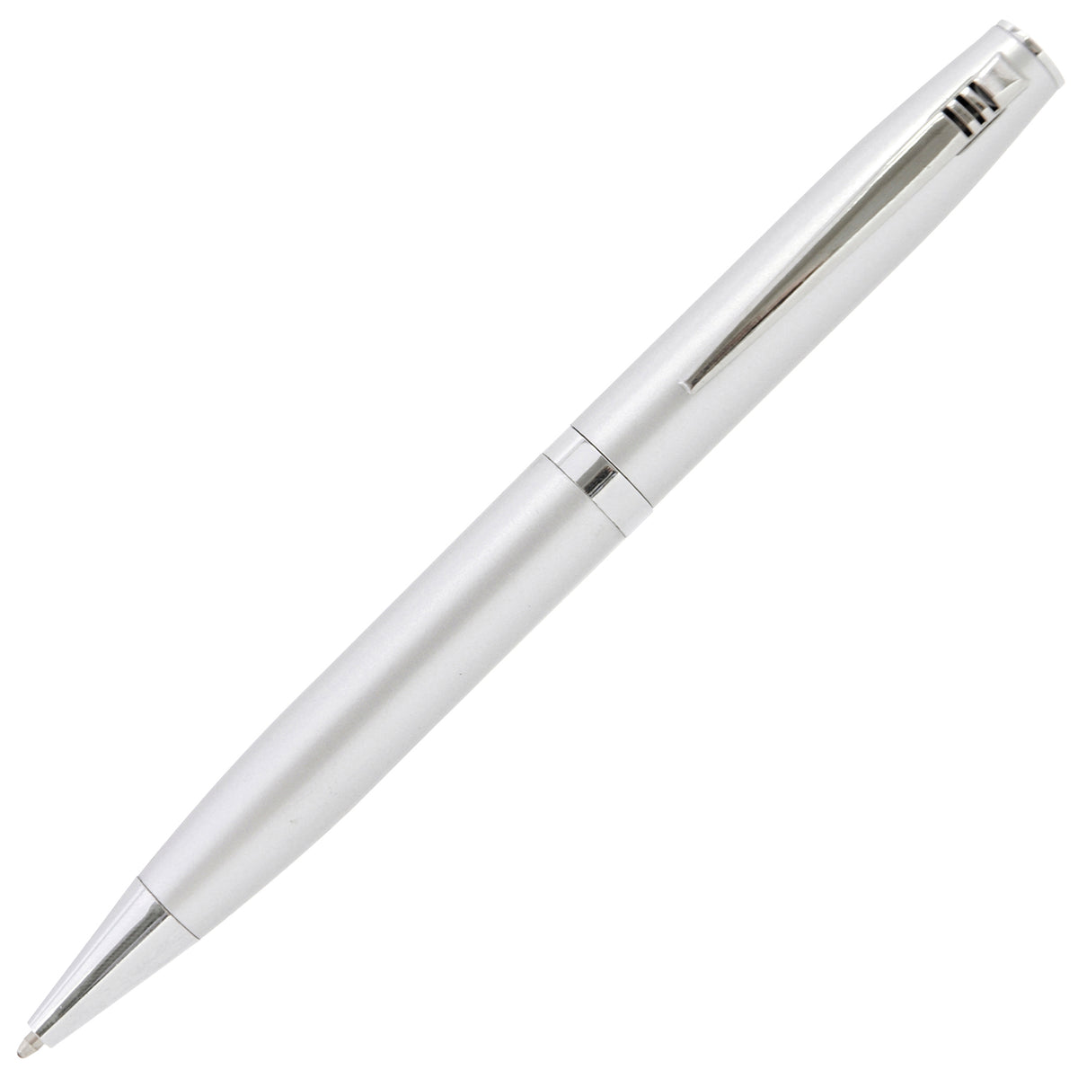Branded Large Barrel Twist Action Aluminium Ball Pen in SILVER