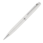 Branded Large Barrel Twist Action Aluminium Ball Pen in WHITE