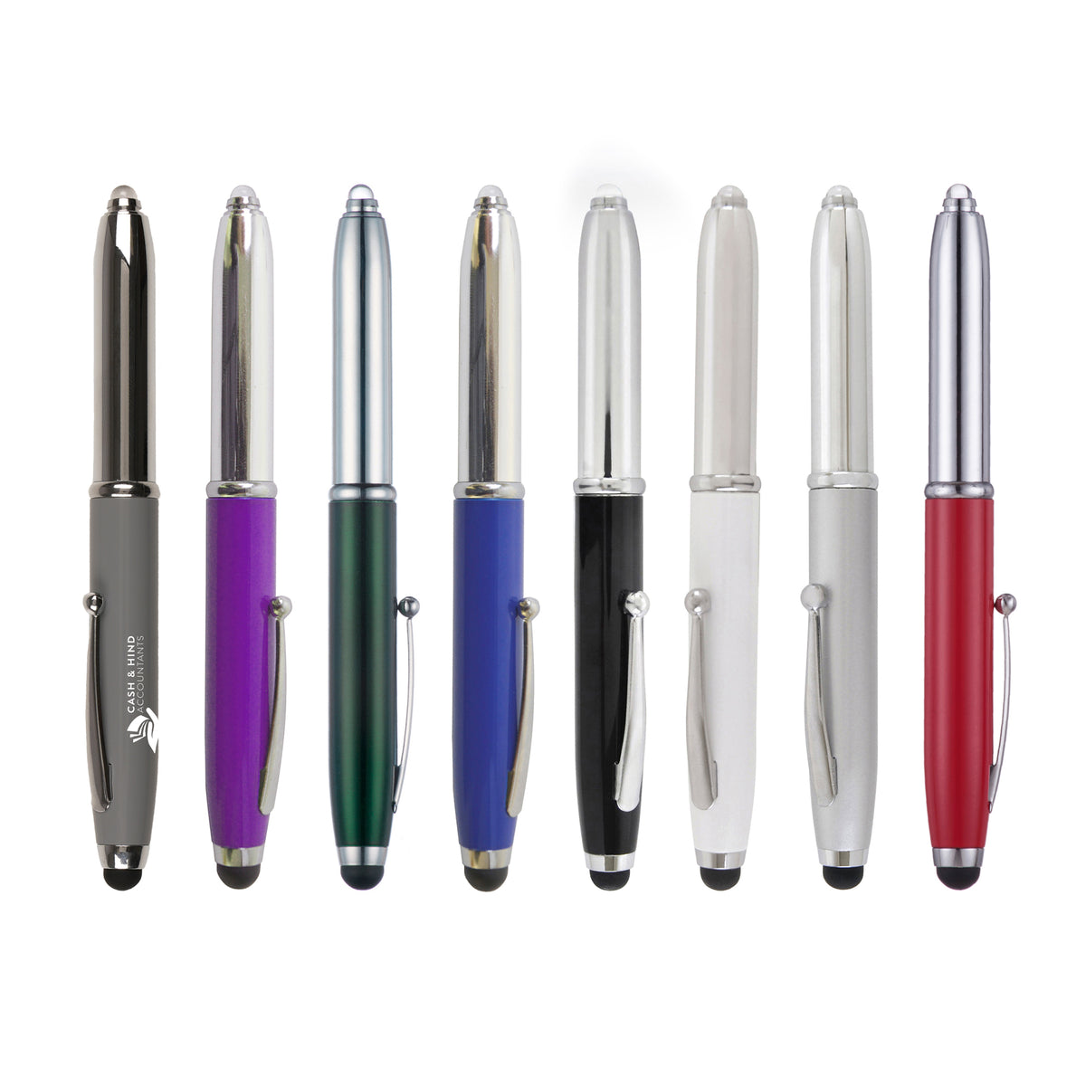 Branded 3 in 1 Aluminium Ball Pen with LED Light and Stylus