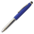 Branded 3 in 1 Aluminium Ball Pen with LED Light and Stylus in BLUE