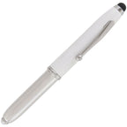 Branded 3 in 1 Aluminium Ball Pen with LED Light and Stylus in WHITE