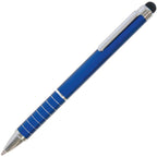 Branded Compact Aluminium Mini Ball Pen with Stylus in BLUE