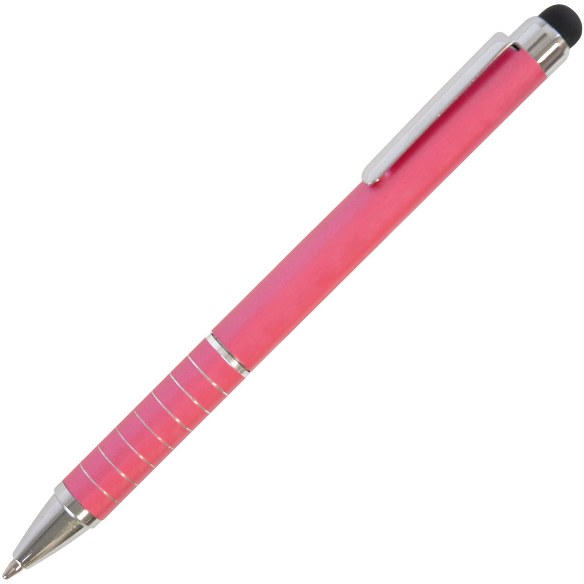 Branded Compact Aluminium Mini Ball Pen with Stylus in PINK