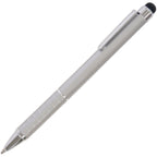 Branded Compact Aluminium Mini Ball Pen with Stylus in SILVER