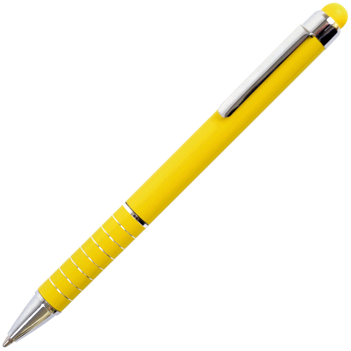 Branded Compact Tropical Colour Aluminium Stylus Ball Pen in YELLOW